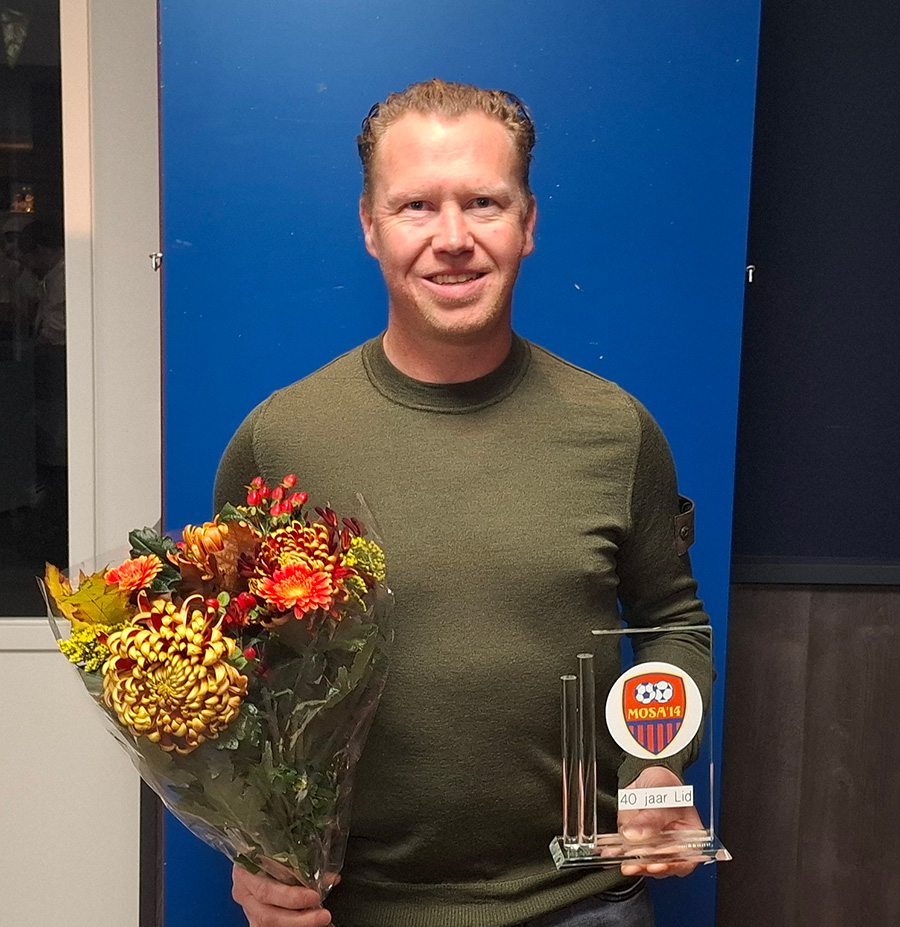 Wilbert Brands 40 jaar lid! En niet alleen van waarde als voetballer, maar ook op allerlei andere gebieden.