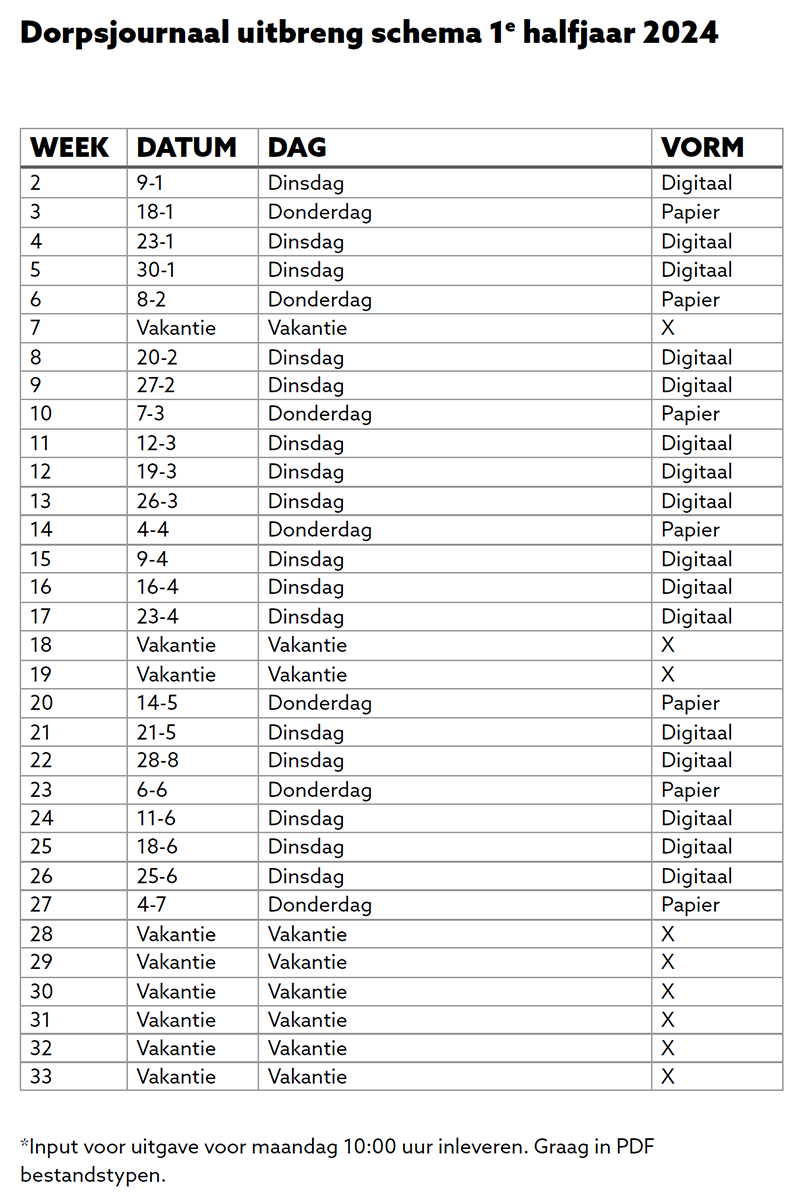 dorpsjournaal schema1 2024